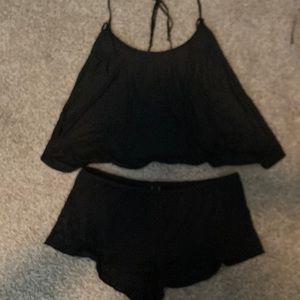 Victoria Secret black 2 (Pc) lounge set SZ: L “cute”
